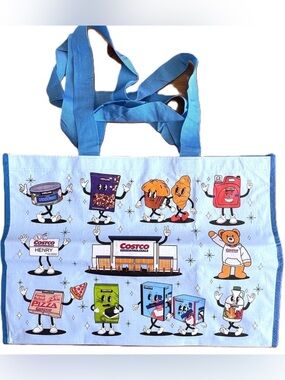 Kirkland Signature Light Blue Cartoon Costco Tote Bag
